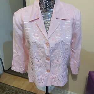 Ann Gerlin 100% linen vintage 80s, Y2K,thread jacket, embroidered, size 14